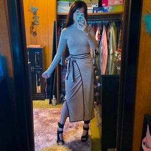 Shein • Two Piece Co-ord Ribbed Turtleneck & Wrap Skirt